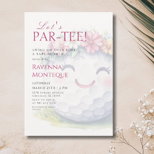 Invitation Fête de bébé Girl Golf Floral Let's Par-Tee