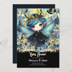 Invitation Fête de bébé gothique Mignonne Fille Clair de lune