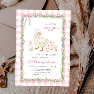 Invitation Fête de bébé Guirlandes de verdure Gingham Oie Rid