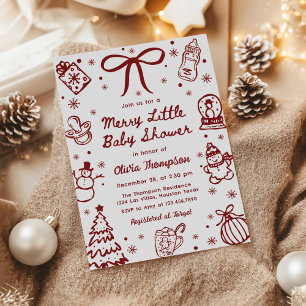 Invitation Fête de bébé joyeuse et fantaisiste dessinée à la 