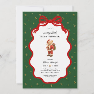 Invitation Fête de bébé joyeux petit Noël Ourson