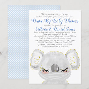 Invitation Fête de bébé Koala garçon avec Masque Drive By