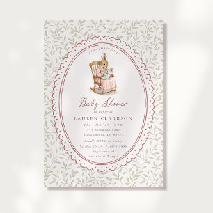 Invitation Fête de bébé Lapin de conte de fée vintage Blush