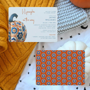 Invitation Fête de bébé Li'l Pumpkin Bleu et Orange