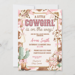 Invitation Fête de Bébé Little Cowgirl Rose en Route