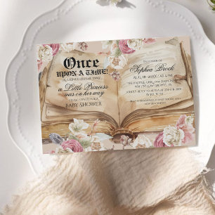 Invitation Fête de Bébé Livre Il était une Fois