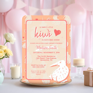 Invitation Fête de bébé ludique Kiwi Cul nu pêche
