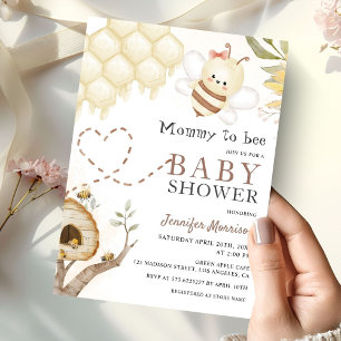 Invitation Fête de Bébé Maman Abeille Mignonne Bourdon