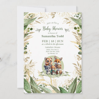 Invitation Fête de Bébé Merveilles de la Forêt