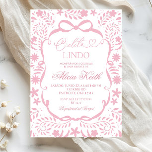 Invitation Fête de bébé mexicaine rose poudrée Cielito Lindo 