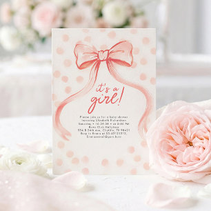 Invitation Fête de Bébé Minimaliste Fantaisiste Rose Fard à J