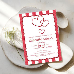 Invitation Fête de bébé moderne aux traits de craie rouge ver