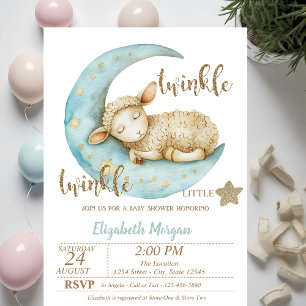 Invitation Fête de bébé mouton scintillant scintillant petit