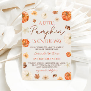 Invitation Fête de bébé neutre en automne avec motif floral d