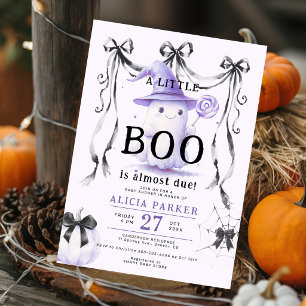 Invitation Fête de bébé neutre Halloween violet petit boo