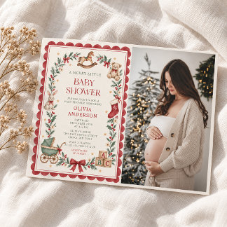 Invitation Fête de bébé Noël Jouets Anciens Coquille Saint-Ja