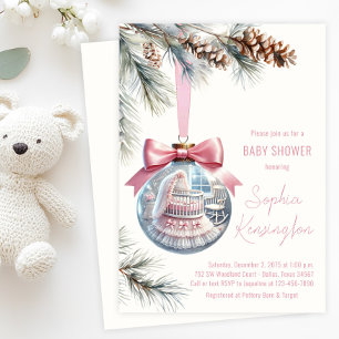 Invitation Fête de bébé Ornement Rose