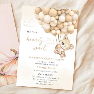 Invitation Fête de bébé ours en ballon