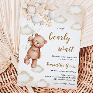 Invitation Fête de Bébé Ours Genre Neutre