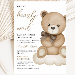 Invitation Fête de bébé ours neutre