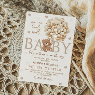 Invitation Fête de Bébé Ours Nous Pouvons à Peine Attendre