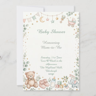 Invitation Fête de bébé ourson en peluche