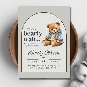 Invitation Fête de bébé ourson peut à peine attendre Minimali
