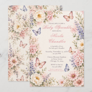 Invitation Fête de bébé papillon floral