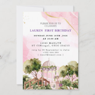 Invitation Fête de Bébé Papillon Pastel du Jardin Enchanté