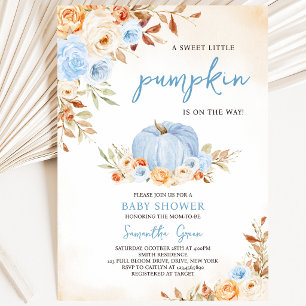 Invitation Fête de Bébé Petite Citrouille Bleue