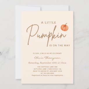 Invitation Fête de Bébé Petite Citrouille de l'Automne Genre