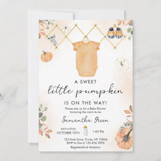 Invitation Fête de Bébé Petite Citrouille Neutre