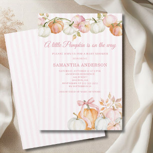 Invitation Fête de bébé Petite Citrouille Rose Pale