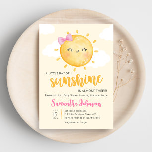 Invitation Fête de Bébé Petite Fille Rayon de Soleil