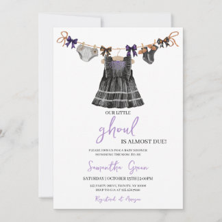 Invitation Fête de bébé Petite Goule Halloween Violet