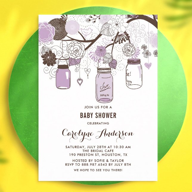 Invitation Fête de Bébé Pot de Fleurs de Lilas (Créateur téléchargé)