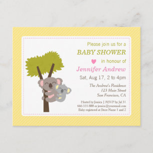 Invitation Fête de bébé pour un adorable bébé koala et maman