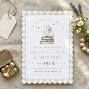 Invitation Fête de Bébé Printanière Nouveau Chapitre Oie Ridi