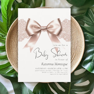 Invitation Fête de Bébé Propreté Coquette Luxe Arc-en-Or
