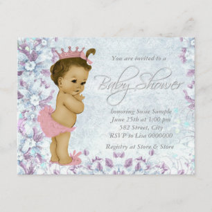 Invitation Fête de bébé rose et violet adorable