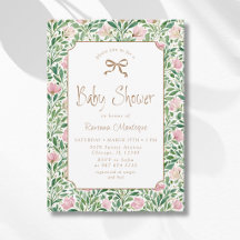 Fête de bébé Rose Pâle Vintage Ruban Doré