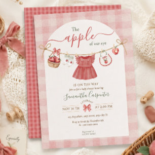 Invitation Fête de bébé rose poussiéreuse L'Apple Of Our Eye