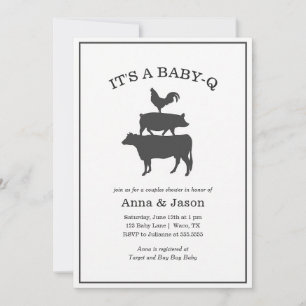 Invitation Fête de Bébé Rustique Q à Carreaux Rouges pour Cou
