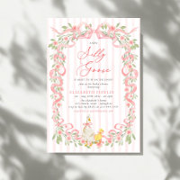 Fête de bébé Silly Goose Rose Florale Ruban Rose