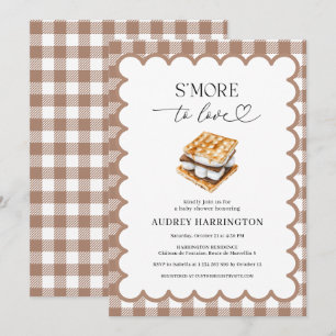 Invitation Fête de bébé S'More to Love à carreaux marron prép