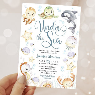Invitation Fête de Bébé Sous La Mer Océan Genre Neutre