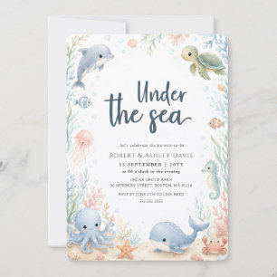 Invitation Fête de Bébé Sous l'Océan Animaux Marins
