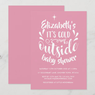 Invitation Fête de Bébé / Sprinkle Rose Froid à l'Extérieur