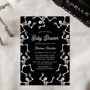 Invitation Fête de bébé squelettes dansants effrayants
