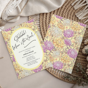Invitation Fête de Bébé Surprise Florale 'Mum's the Word'